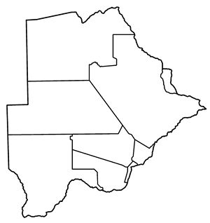 Carte Botswana vierge régions
