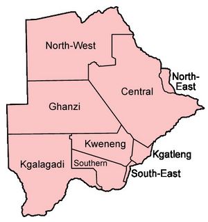 Carte départements Botswana