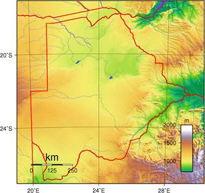 Carte topographique Botswana
