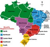 Carte régions Brésil couleur