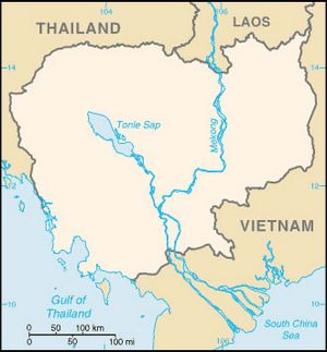 Carte Cambodge vierge couleur