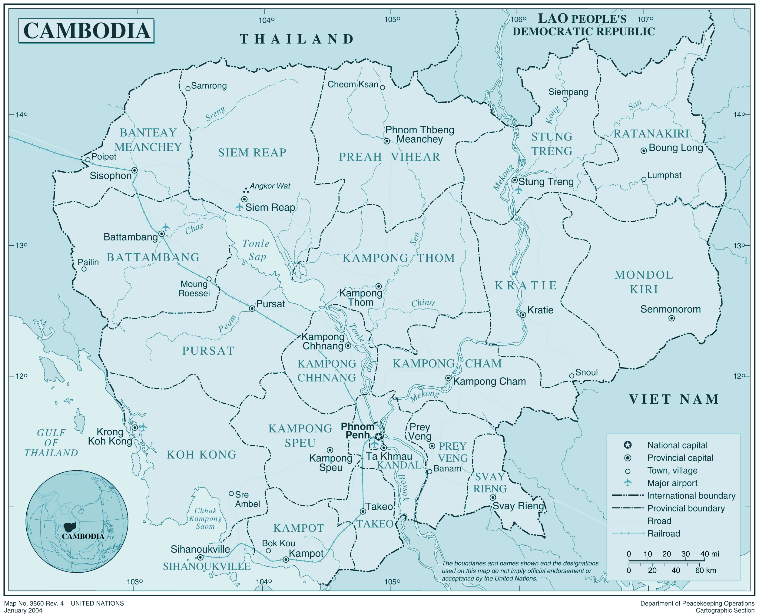 Carte du pays Cambodge