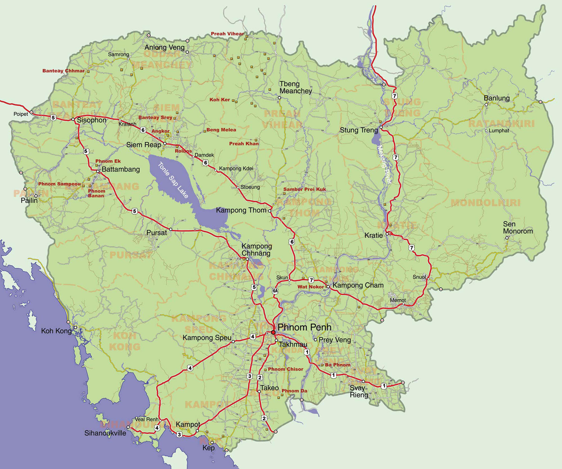Carte géographique de Cambodge