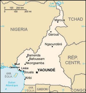 Carte Cameroun vierge noms villes