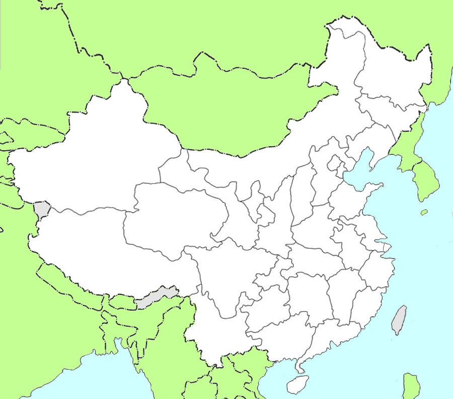 Carte de la Chine en noir et blanc