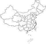 Carte Chine vierge régions