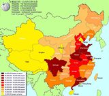 Carte densité population Chine