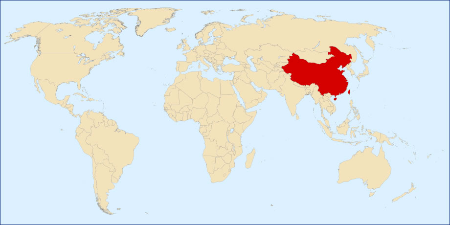 carte du monde chine