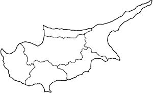 Carte Chypre vierge régions
