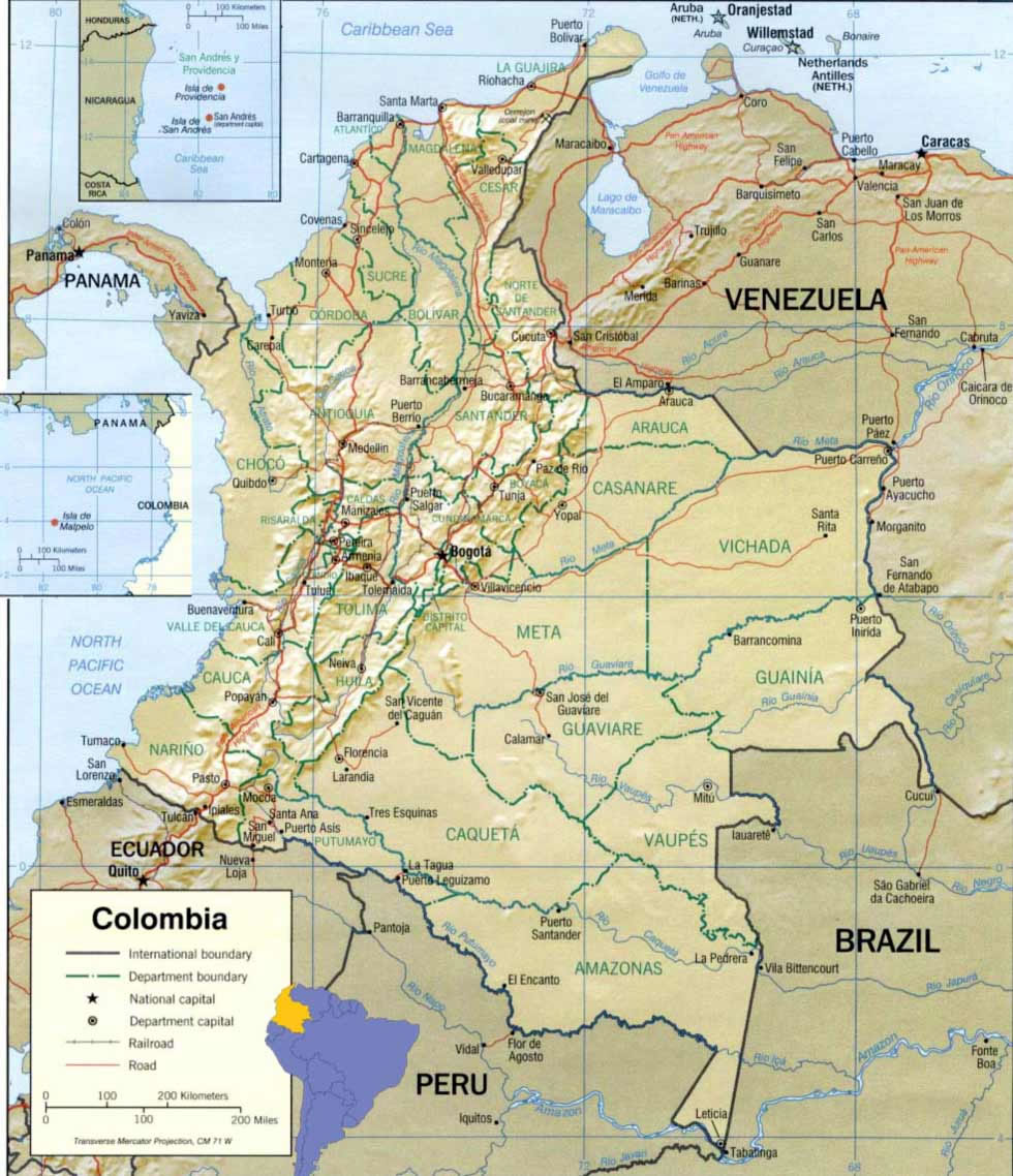 colombie carte geographique - Image
