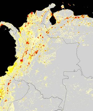 Carte densité population Colombie