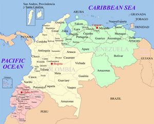 Carte frontières Colombie