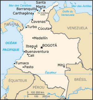 Carte des villes Colombie