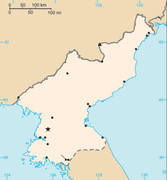 Carte vierge de Corée du Nord en couleur
