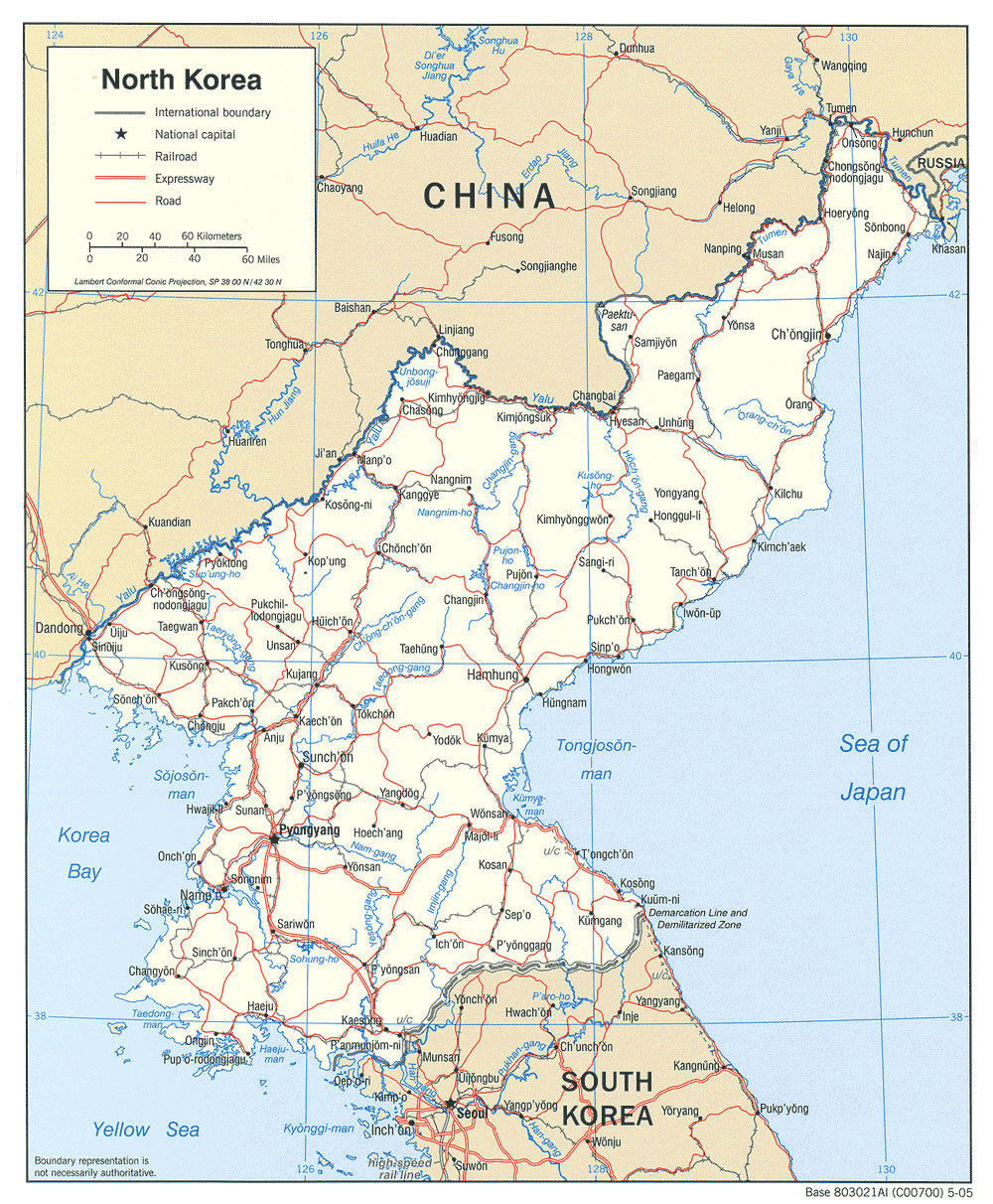 Carte grande villes de Corée du Nord