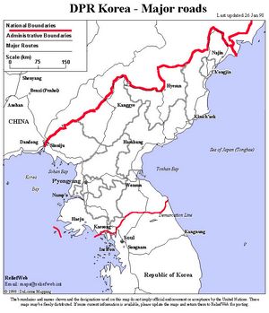 Carte routière Corée du Nord