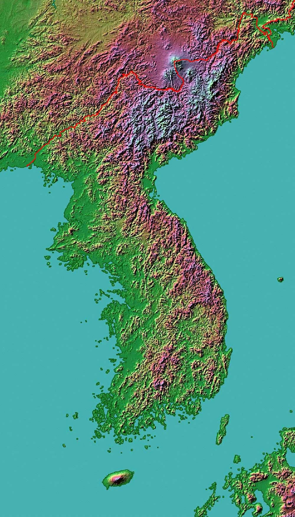 Carte topographique de Corée du Nord