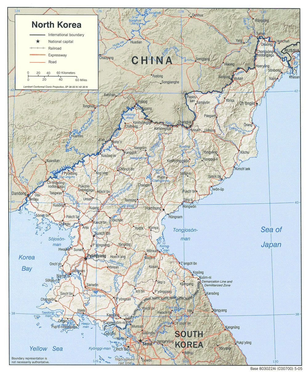 Grande carte de Corée du Nord