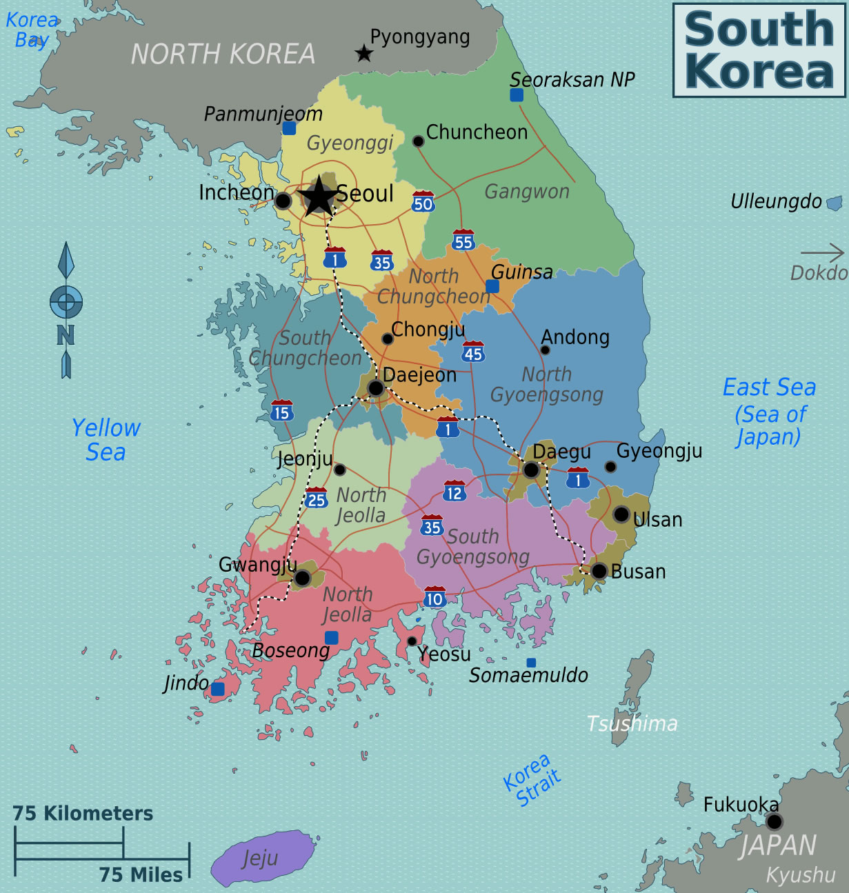 coree du sud carte du monde - Image