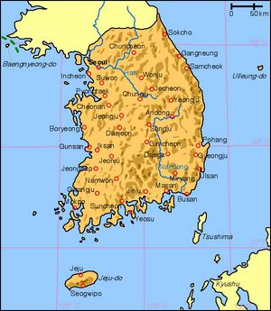 Carte des villes Corée du Sud