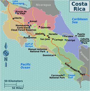 Carte régions Costa Rica