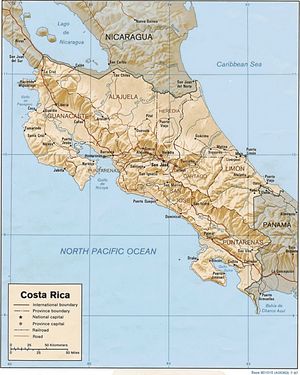 Carte des villes Costa Rica