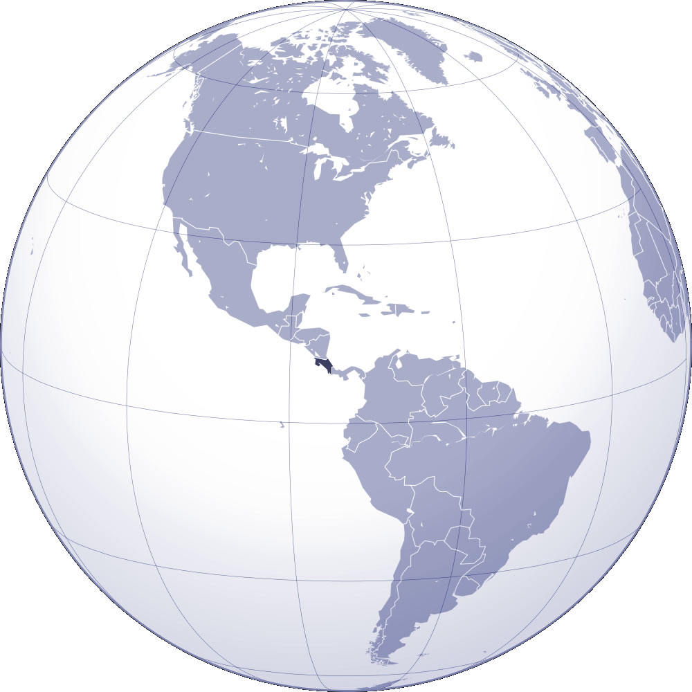 costa rica sur la carte du monde