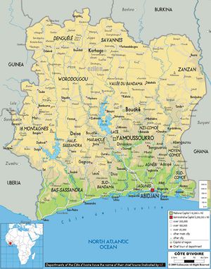 Carte densité population Côte d'Ivoire