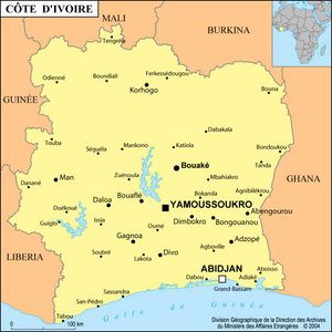 Carte des villes Côte d'Ivoire