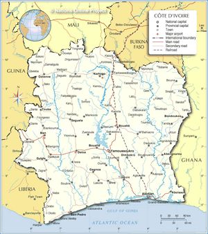 Grande carte Côte d'Ivoire