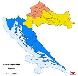 Carte régions Croatie couleur