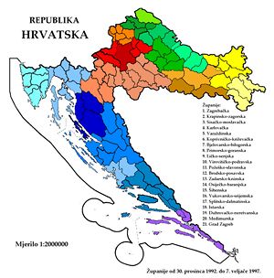 Carte régions Croatie