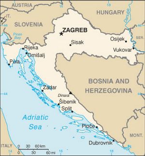 Carte des villes Croatie