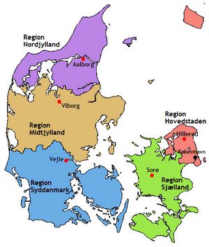 Carte régions Danemark couleur