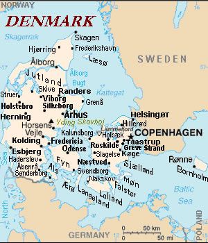 Carte des villes Danemark