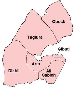 Carte Djibouti vierge régions