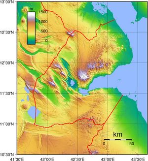 Carte topographique Djibouti
