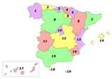 Carte Espagne vierge numéros régions
