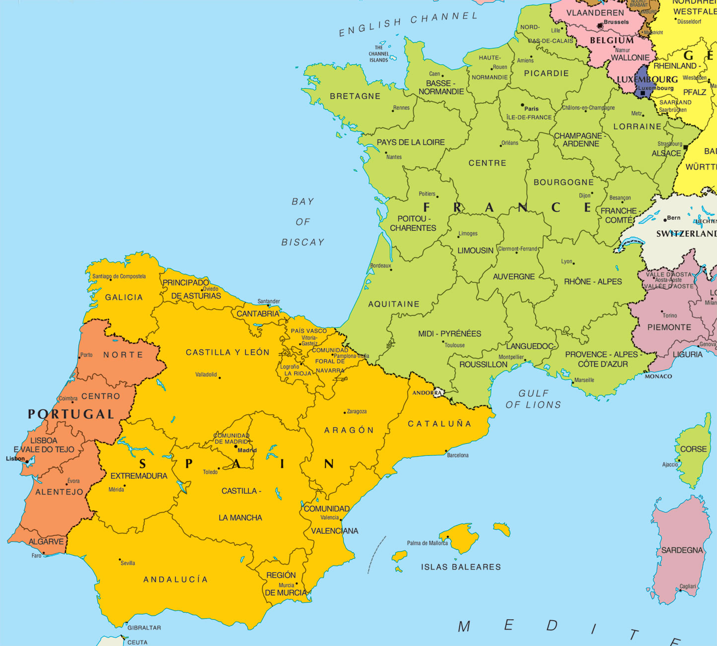 carte-de-france-et-espagne-detaillee