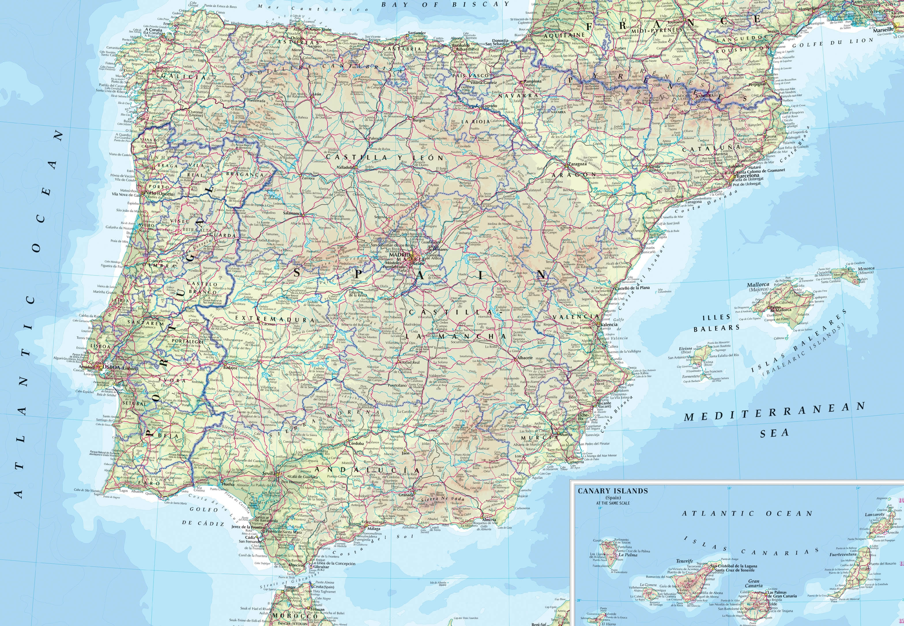 Grande Carte Espagne Grande Carte De L Espagne
