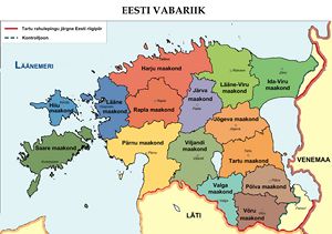 Carte régions Estonie couleur
