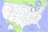 Carte fleuves États-Unis