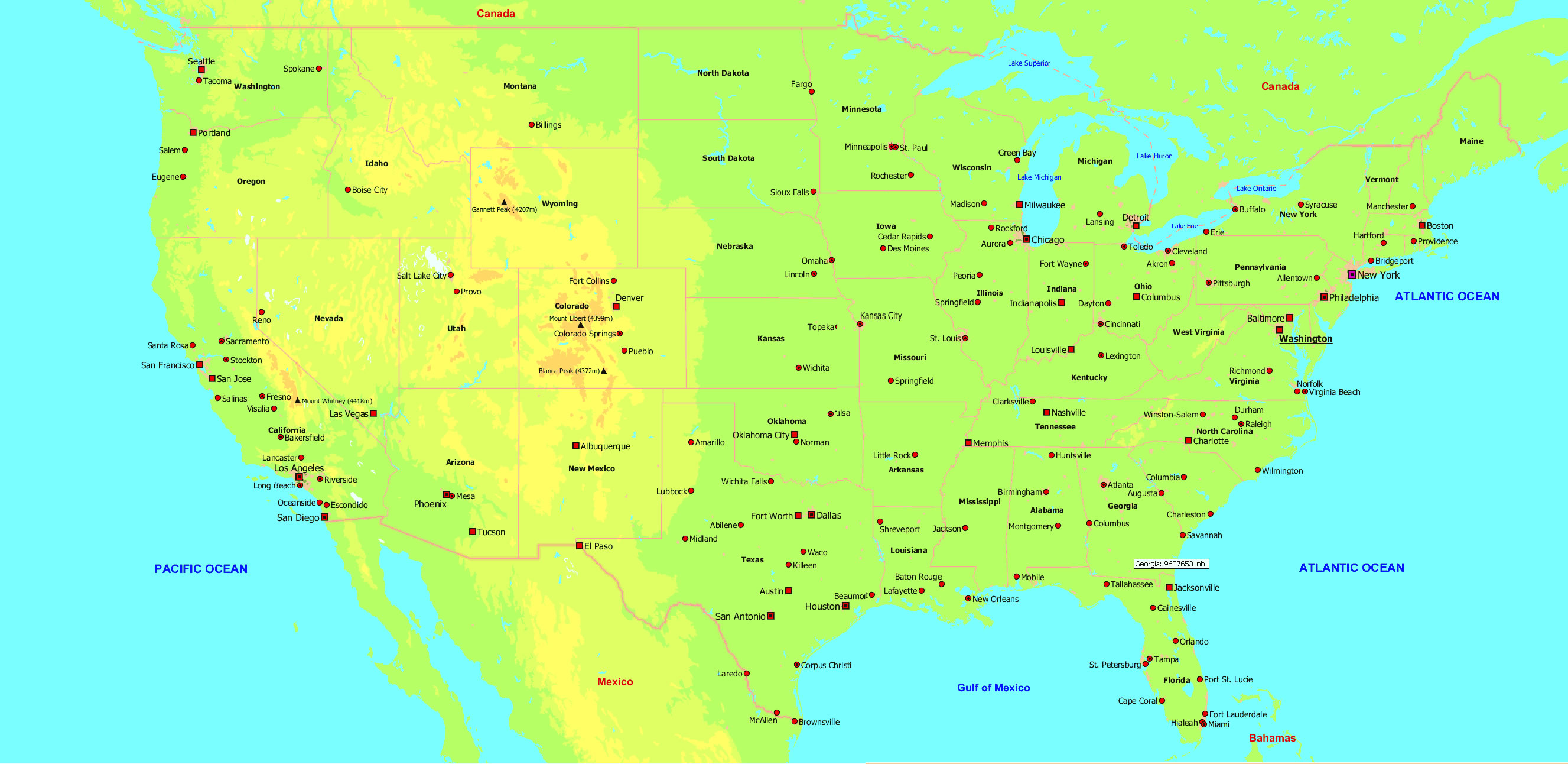 carte usa geographie des etats