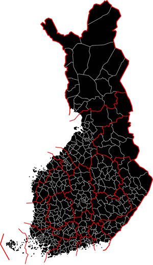 Carte noir et blanc Finlande