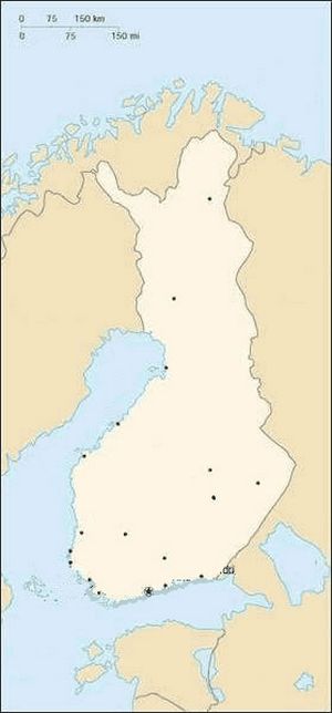 Carte Finlande vierge noms villes