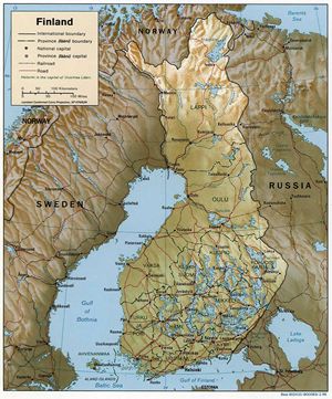 Carte relief Finlande