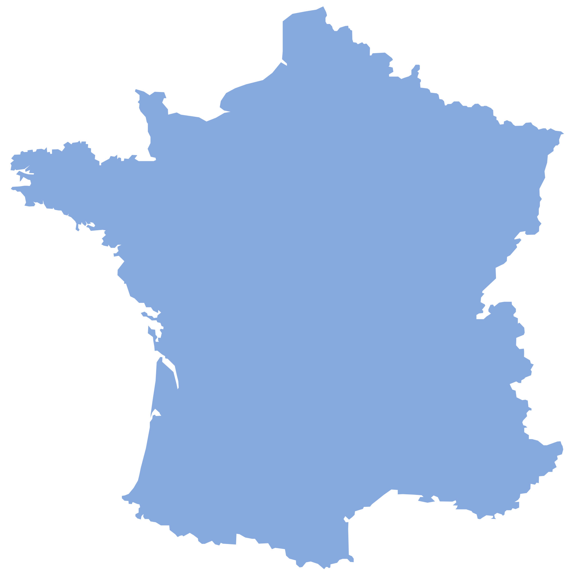 Carte vierge bleue de France