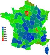 Carte densité population départements France