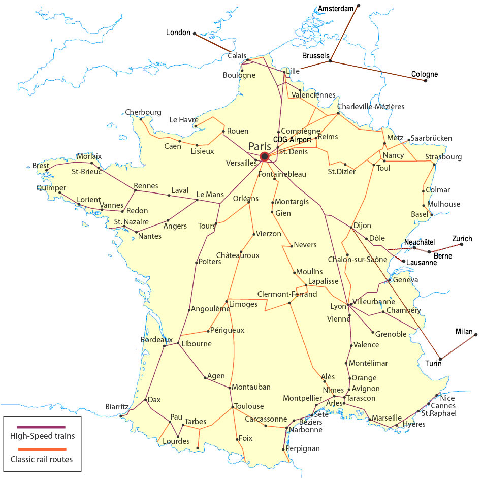 Carte ferroviaire de France