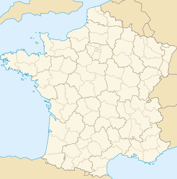 Carte vierge des numéros régions de France